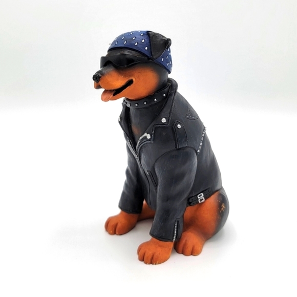 Dapper Dogs statue figurine Spike Enesco Biker Leather bandanna 5.75" Goffe - Picture 2 of 5